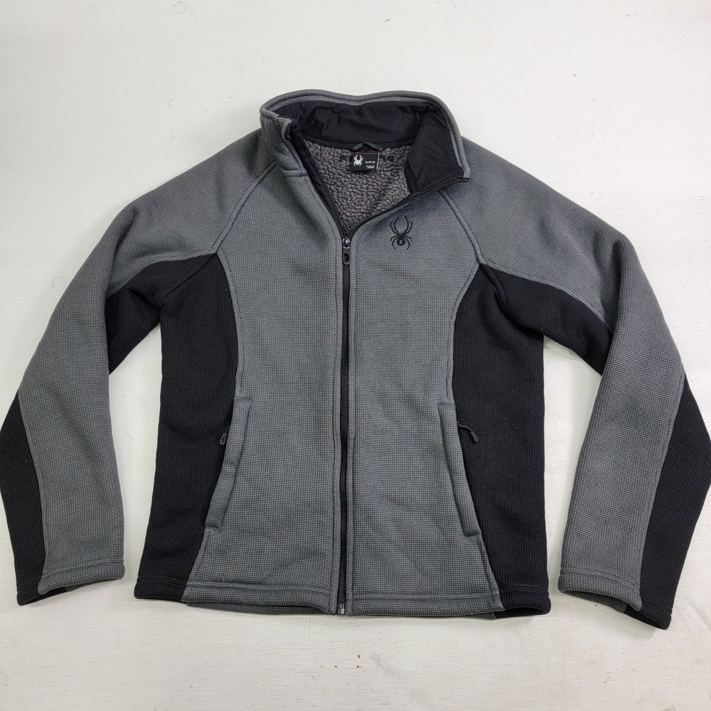 Spyder Stellar Knit Jacket Mens Sz S Gray Black Tonal Sherpa Lined Ski Snowboard